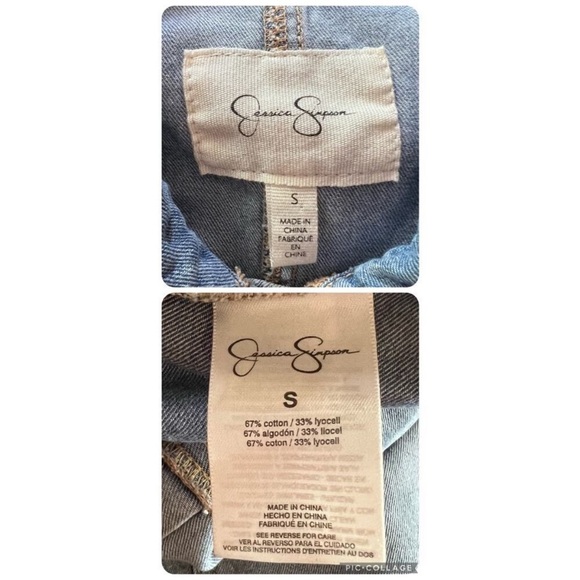 Jessica Simpson denim jean Christen romper shorts jumpsuit size small - Picture 4 of 14